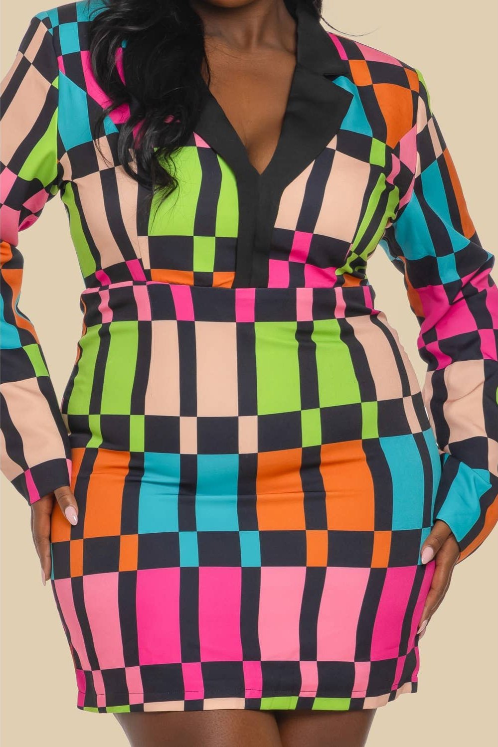 Curvy Multicolorful Blazer Dress