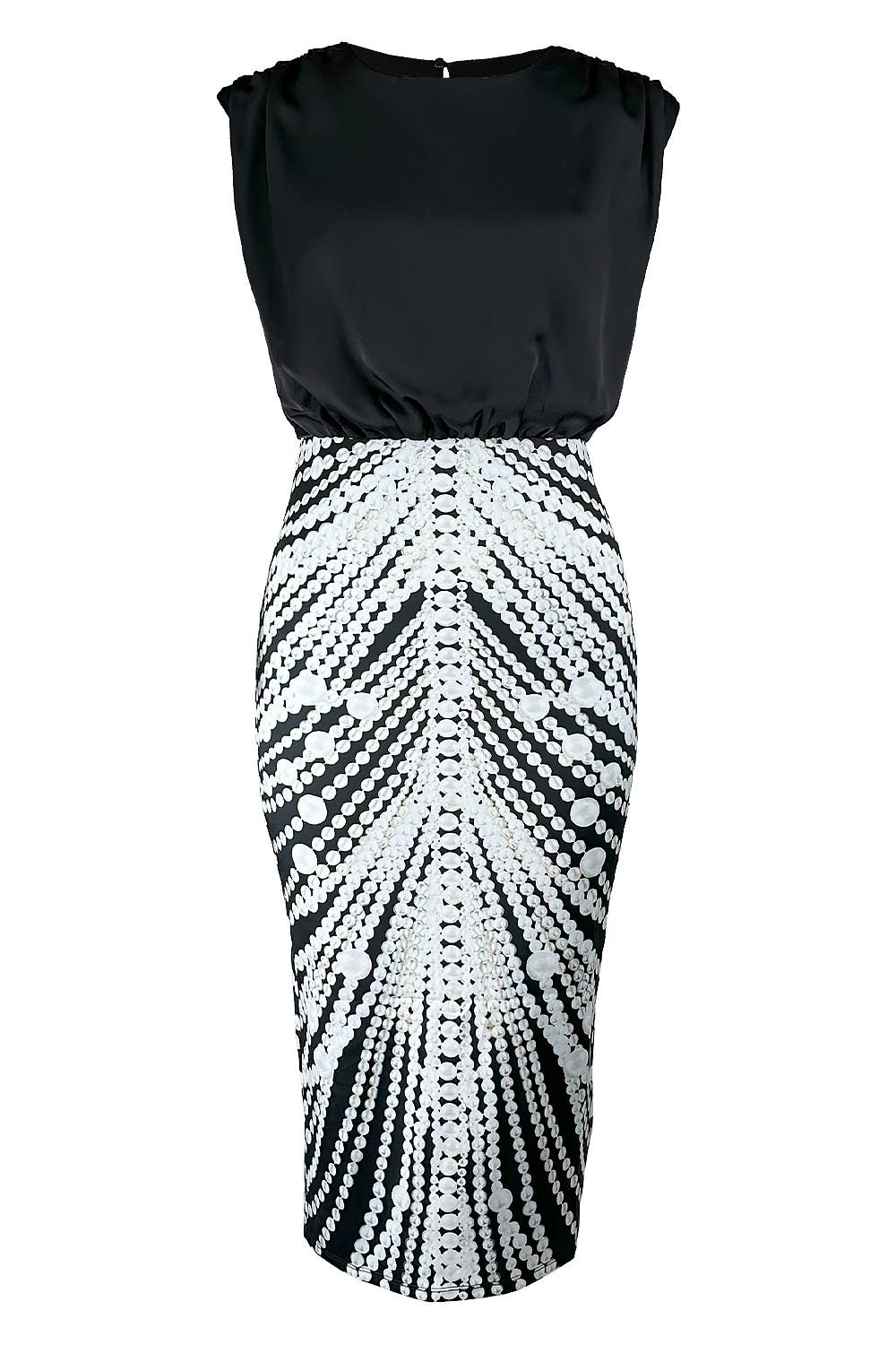 Satin Pearls Midi Dress